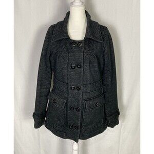 Billabong Grey Sweatshirt Pea Coat Jacket Large Military